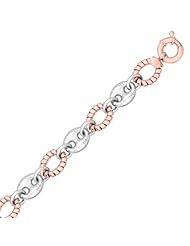 Sterling Silver Rhodium and Rose Plated Bracelet with Multi Link Accents