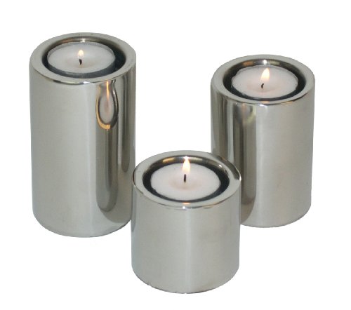 Stainless Steel Cylindrical Candleholders of 3)