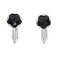 Pilgrim Damen-Ohrclips Versilbert, Schwarz 485-103