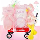 Look What The Stork Delivered- Girls Personalized Wagon Baby Gift Basket