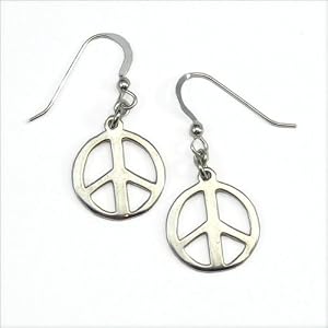 Small Peace Symbol silver dipped earrings