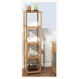 Five Tier Vertical Bamboo Shelf in Natural