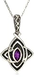 Sterling Silver Star-Shaped Celtic Amethyst Pendant, 18.5"