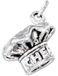 Sterling Silver Antiqued Three Dimensional "Chef" Hat Charm