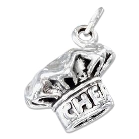 STERLING SILVER ANTIQUED THREE DIMENSIONAL "CHEF" HAT CHARM