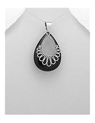 Onyx Pendant Necklace In 92.5 Sterling Silver