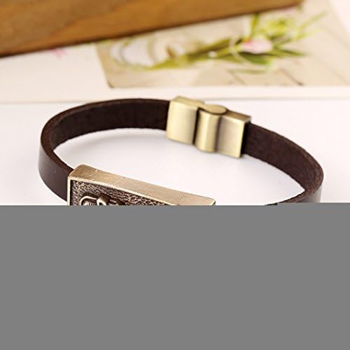 Carat Lovers Double Gothic Skull Embellished Bronze-tone Brown Wrap Bracelet