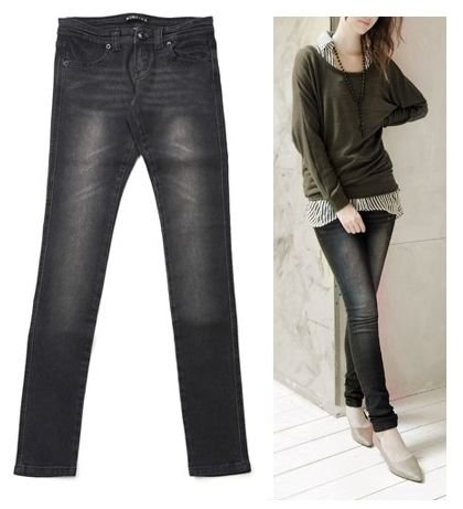 美脚ストレッチデニムパンツ レギンス 大きいサイズ（デニムブラック）