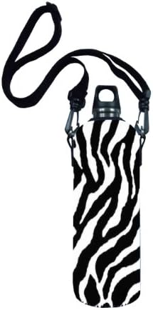 NEW Zebra 750ml Neoprene Insulated Sport Water Bottle Zipper BAG Cover Carrier Case Pouch Holder with Shoulder Strap