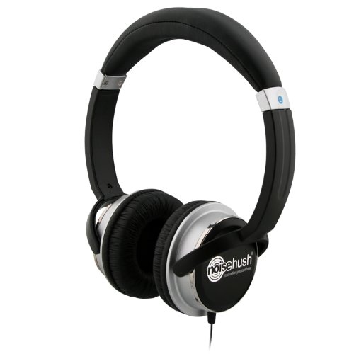 Best Price NoiseHush NX26-11778 3.5mm Stereo Headphones with Neodymium Magnet Drivers Medium for all Apple iPad/iPhone/MP3 Players & most Cell Phone Models - Black/Silver