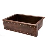 Buy 33 in. Copper Hammered Kitchen Apron Single Basin Sink w Barrel Strap Design by Premier Copper Products
