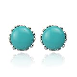 Sterling Silver Lab Created Turquoise Post Earrings