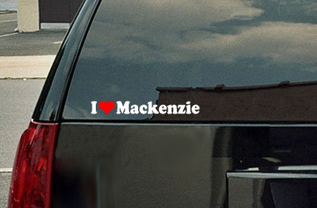 Stickermatic I Love Mackenzie Vinyl Decal - White with a red heart