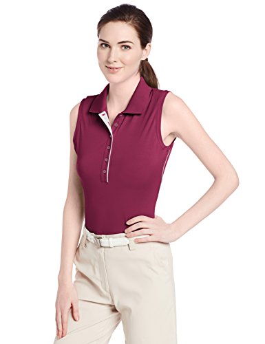 adidas Golf Women's Puremotion 3-Stripes Piped Sleeveless Polo Shirt