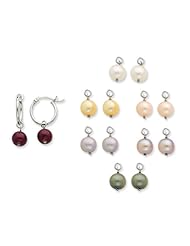 Sterling Silver 8-8.5mm Fw Cult. Pearl Interchangeable 7 Pc. Gift Set, Best Quality Free Gift Box Satisfaction Guaranteed