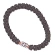 A special silver Crossed bead knotted wool wrist chotki (33 Knots) - with two brown beads and silver bead with Crosses.