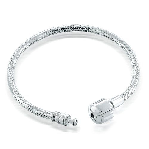 Bling Jewelry 925 Sterling Silver Barrel Clasp 3mm Bracelet Troll Biagi Chamilia Bead Charm Compatible 7.5\