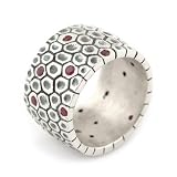 Honeycomb Silver Ruby Comfort Band