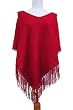 Handmade Lightweight Poncho - American Bright Cranberry-red (100% Crocheted By Hand Border/medium/large)