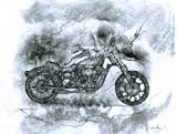 Woman Merging With Bike, Drawing by Caleb Morgan, Print