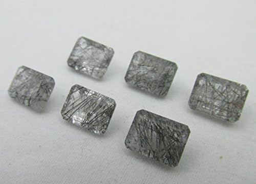 Natural Black Rutile Quartz Gemstone 20 Pieces Faceted Octagon Size 15x20mm
