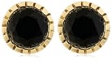 10k Yellow Gold Milgrain Black Diamond Stud Earrings (1 cttw)