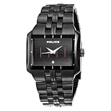 Police Matrix gents black IP bracelet with black dial watch