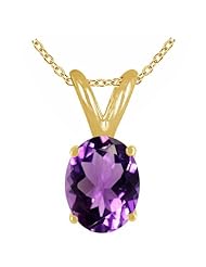 1.20Ct Oval Amethyst Pendant in 14k Yellow Gold