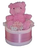 Pink Pig 1 Tier Diaper Cake w/ Pampers Swaddlers, 10″ Stuffed Animal, and Precious Cargo Baby Apparel