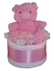 Pink Pig 1 Tier Diaper Cake w/ Pampers Swaddlers, 10" Stuffed Animal, and Precious Cargo Baby Apparel