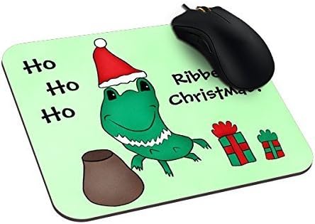 Urdesigner Customized Rectangle Non-Slip Rubber Mousepad Christmas Colors Holiday Green Frog Gaming Mouse Pad 9.25X7.75 Inch