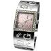 GUESS Women's Swarovksi Crystals Silvertone Etched-Bangle Watch