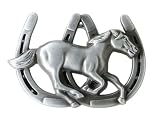 Double Horseshoe with Horse Belt Buckle