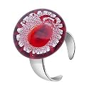Akuamarina Ring aus Muranoglas und Sterling Silber rot