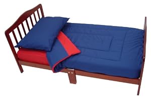 American Baby Company Percale 4 Piece Toddler Bed Set, Red/Royal
