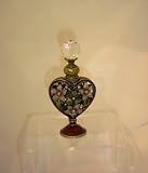 Rare Vintage Heart-shaped Jeweled Perfume Bottle/ Burgandy