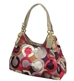 Coach Madison Op Art Maggie Hobo Handbag 18764 Cherry Multi