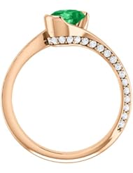14K Rose Gold 7.00x5.00mm Oval Cut Emerald and Diamond Ring -- LIFETIME WARRANTY