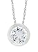 Platinum Plated Sterling Silver 6.5mm Round Bezel-Set Cubic Zirconia Pendant, 18"