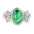 Sterling Silver Malachite Scroll Design Ring by Sajen