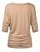 BIADANI Womens 3/4 Sleeve Dolman Drape Top with Side Shirring (S-5X)