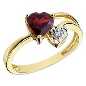 Garnet Gemstone and Diamond Ring in 14K Yellow Gold