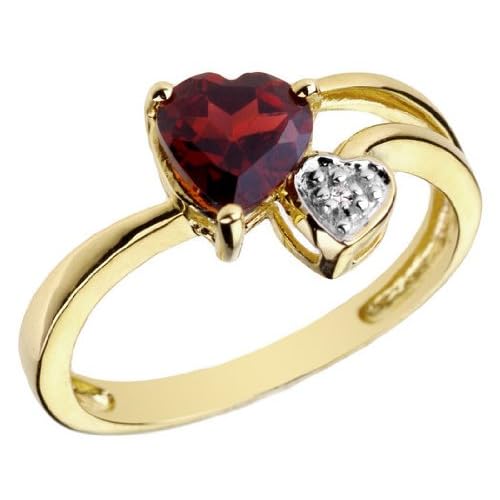 Garnet Gemstone and Diamond Ring in 14K Yellow Gold