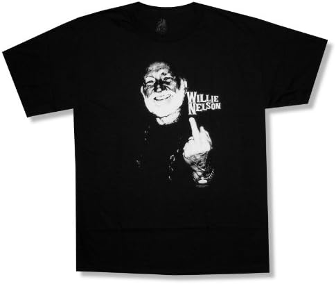 Zion Adult Willie Nelson "Finger" With Name Black T-Shirt (X-Large)