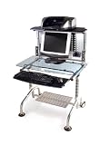 Computer Desk - Silver with Blue Glass