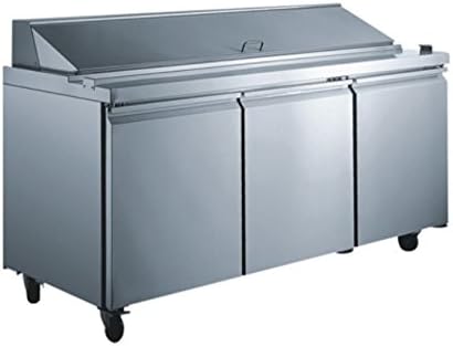 3 Door 70" Mega Top 30 Pan Salad Sandwich Prep Refrigerator Table Cooler STAINLESS
