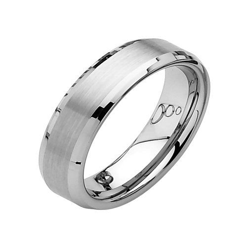 6mm Beveled Edge Tungsten Wedding Band Ring for Men – Size 9