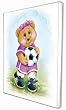 Sports Bear Soccer Girl Star - Childrens Wall Art, Kids Wall Art, Nursery Wall Art Ready-to-Hang Plaque 10.5" x 13.5"