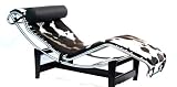 Le Corbusier Chaise Lounge LC4 in Black & White Pony Hide - Ships In 24 Hours With Money Back Guarantee!