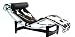 Le Corbusier Chaise Lounge LC4 in Black & White Pony Hide - Ships In 24 Hours With Money Back Guarantee!
